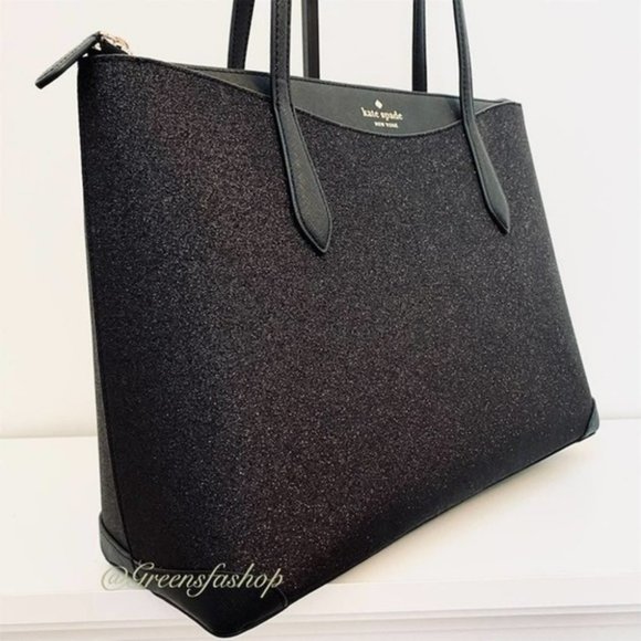 Kate spade shimmy glitter tote shoulder bag black new - Picture 4 of 11